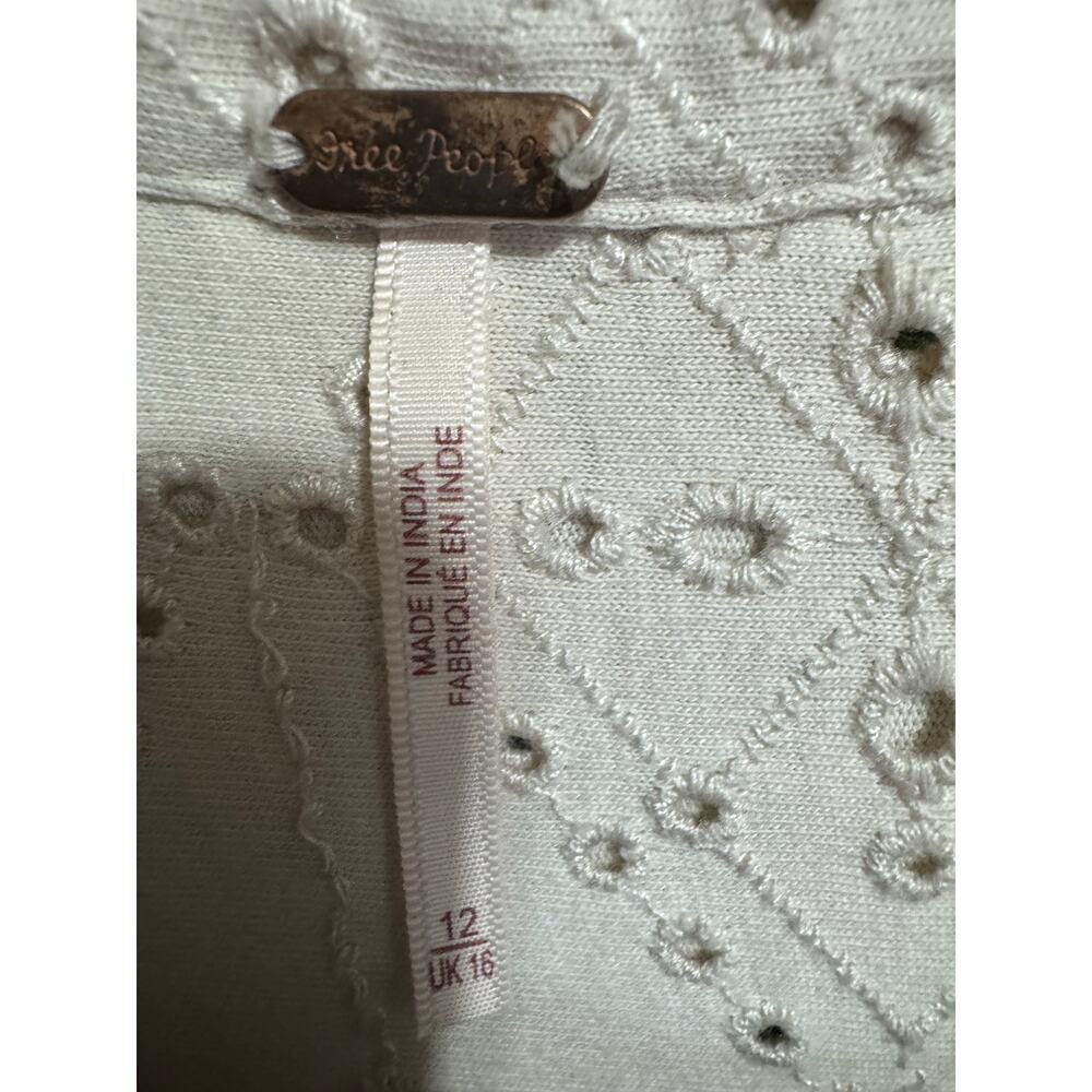Free People Women’s Set The Tone Eyelet Jumpsuit Cream Size 12 NEW - Picture 10 of 12